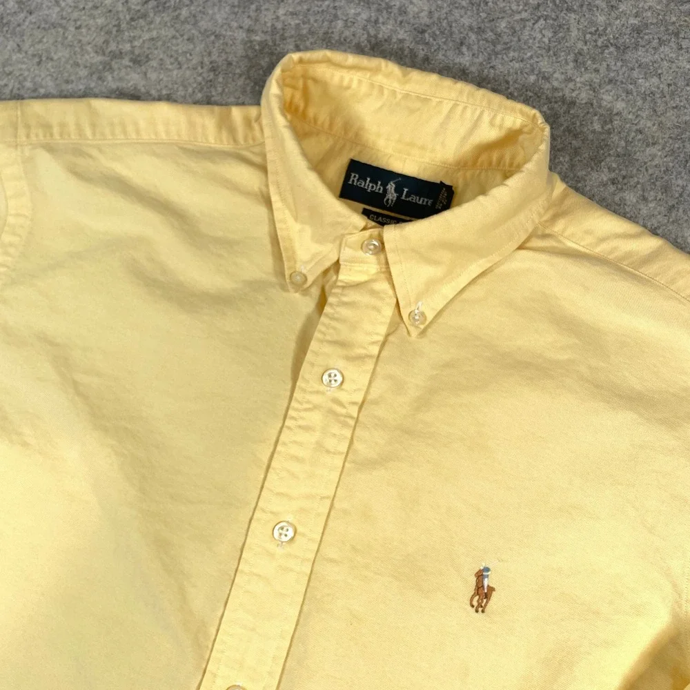Ralph Lauren Mens Button Down Shirt 16.5 34/35 Classic Fit Oxford Yellow